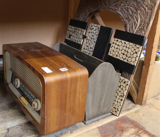 Radio, frame, magazine rack etc